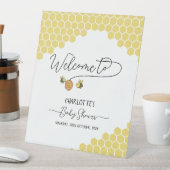 Cute Little Bees Honingraat Baby Shower Welkom Reclamebord Met Voetstuk (Insitu)