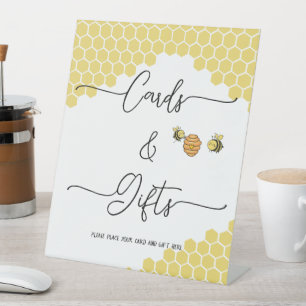Cute Little Bees Honingraat Kaarten & Cadeaus Reclamebord Met Voetstuk