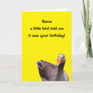 Cute Little Bird Funny Happy Birthday Kaart