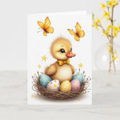 Cute Little Bird Nestkaart Kaart (Gele Bloem)