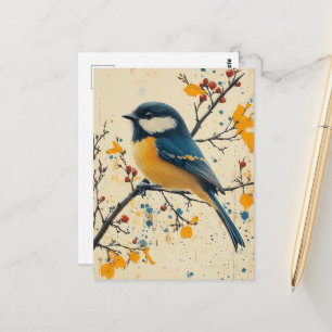Cute Little Bird on a Branch Briefkaart