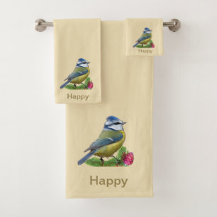 Cute Little Bird op Ivoor Bad Handdoek