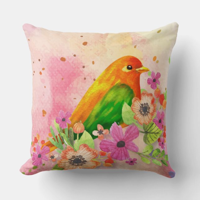 Cute Little Bird Pillow Kussen (Voorkant)