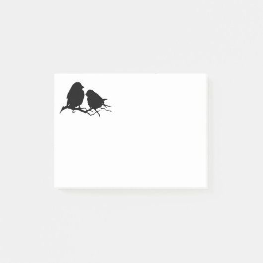 Cute Little Bird Silhouette black white Post-it® Notes (Voorkant)