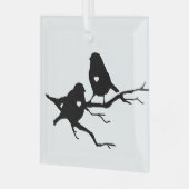 Cute Little Bird Tree Branch Silhouette Glas Ornament (Voorkant links)