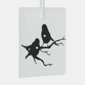 Cute Little Bird Tree Branch Silhouette Glas Ornament (Voorkant Rechts)
