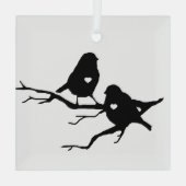 Cute Little Bird Tree Branch Silhouette Glas Ornament (Achterkant)
