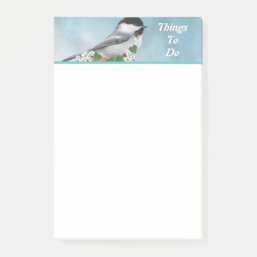 Cute Little Bird & Witte Bloemen Dingen Om Te Doen Post-it® Notes (Voorkant)