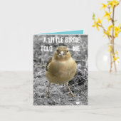 Cute Little Birdie Happy Birthday Customize Kaart (Gele Bloem)