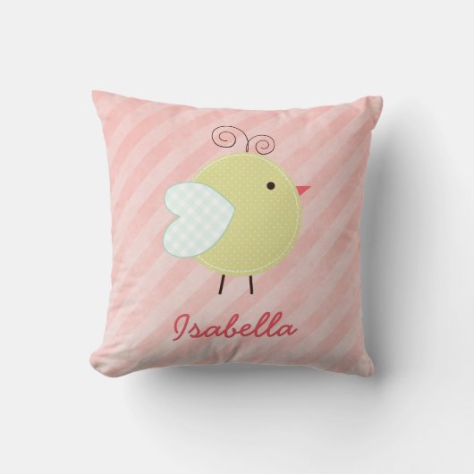 Cute Little Birdie Persoonlijke Name Pillow Kussen (Voorkant)