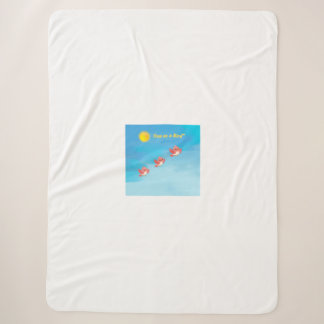 Cute Little Birds vliegen in Blue Sky Kids Throw B