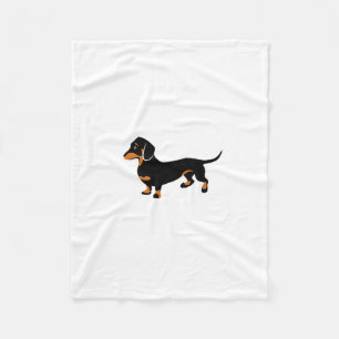 Cute Little Black en Tan Dachshund - Doxie Dog Fleece Deken