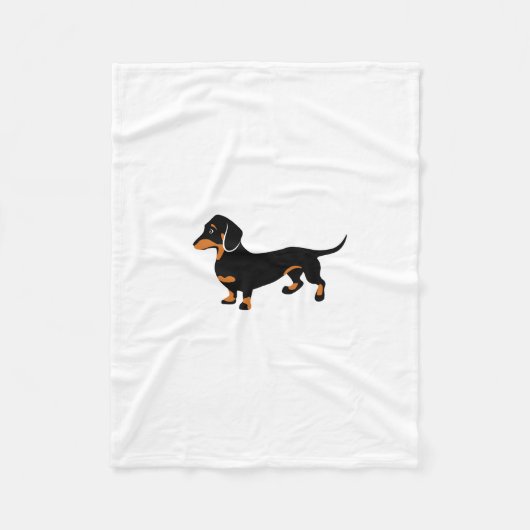 Cute Little Black en Tan Dachshund - Doxie Dog Fleece Deken (Voorkant)