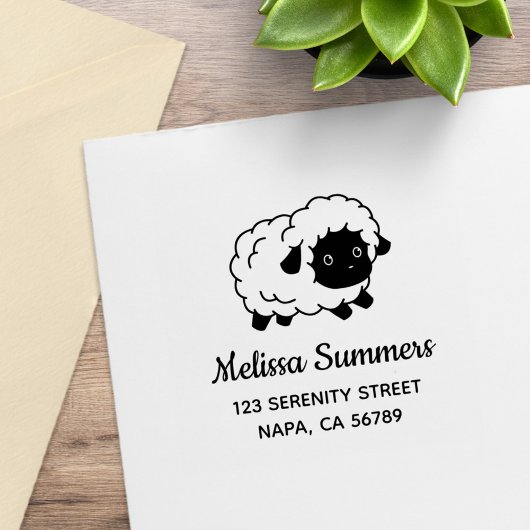 Cute Little Black Nosed Sheep Address Rubberstempel