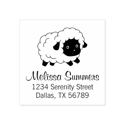 Cute Little Black Nosed Sheep Address Rubberstempel (Afrduk)