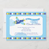 Cute Little Blue Airplane Boy Baby shower Kaart (Voorkant)