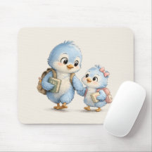 Cute Little Blue Bird Familie Bureaumuismat
