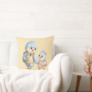 Cute Little Blue Bird Family Worpillow Kussen