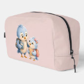 Cute Little Blue Bird Siblings Cosmetische Tas (Rechterhoek)