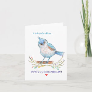 Cute Little Blue birdie vertelde me dat het jouw v Kaart