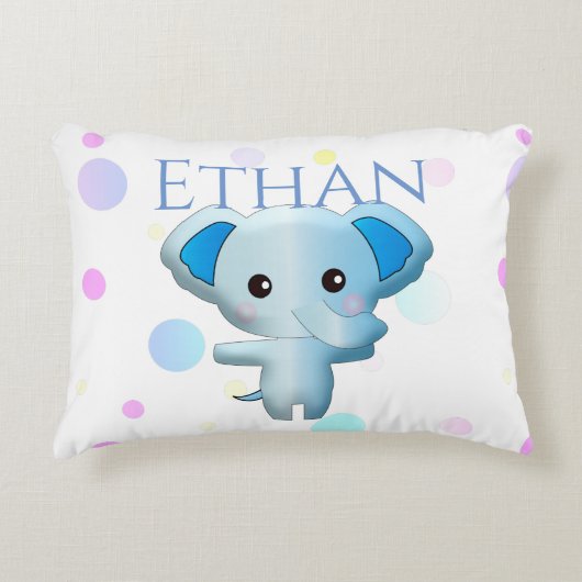 Cute Little Blue Boy Elephant Accent Kussen (Voorkant)