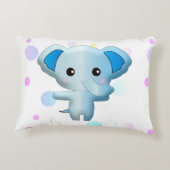 Cute Little Blue Boy Elephant Accent Kussen (Achterkant)