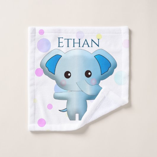 Cute Little Blue Boy Elephant Bad Handdoek (Wasdoekje)