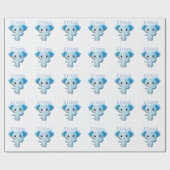 Cute Little Blue Boy Elephant Cadeaupapier (Vlak)