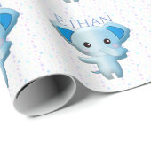 Cute Little Blue Boy Elephant Cadeaupapier (Rol Hoek)