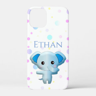Cute Little Blue Boy Elephant Case-Mate iPhone Case