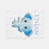 Cute Little Blue Boy Elephant Fleece Deken (Voorkant (Horizontaal))