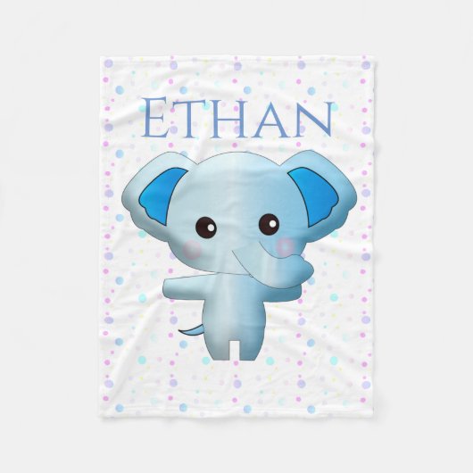 Cute Little Blue Boy Elephant Fleece Deken (Voorkant)
