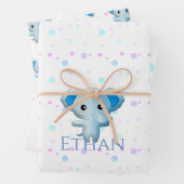 Cute Little Blue Boy Elephant Inpakpapier Vel (In situ)