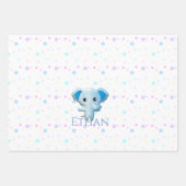 Cute Little Blue Boy Elephant Inpakpapier Vel (Voorkant)