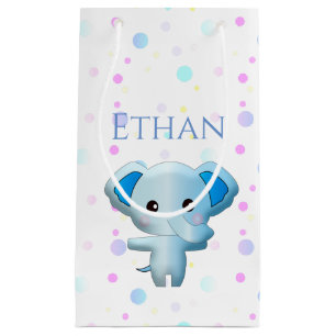Cute Little Blue Boy Elephant Klein Cadeauzakje