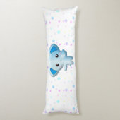 Cute Little Blue Boy Elephant Lichaamskussen (Achterkant (Verticaal))