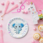 Cute Little Blue Boy Elephant Papieren Bordje (Feest)
