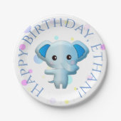 Cute Little Blue Boy Elephant Papieren Bordje (Voorkant)