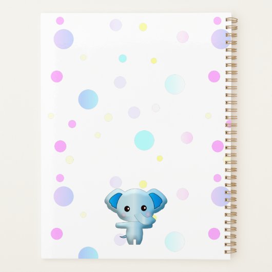 Cute Little Blue Boy Elephant Planner (Achterkant)