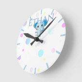 Cute Little Blue Boy Elephant Ronde Klok (Hoek)