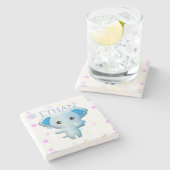 Cute Little Blue Boy Elephant Stenen Onderzetter (Zijkant)