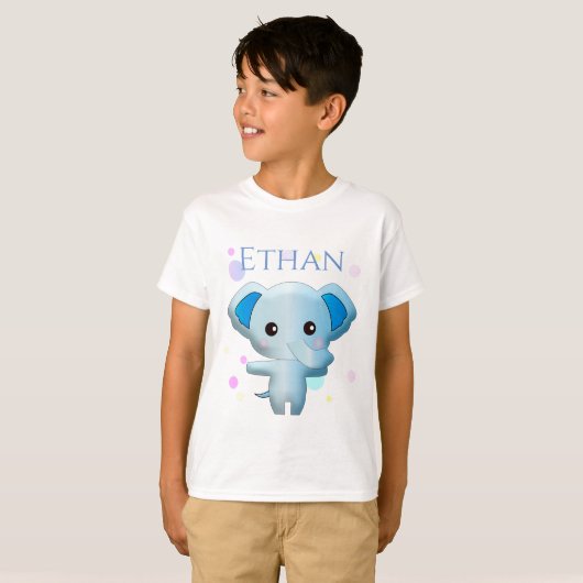 Cute Little Blue Boy Elephant T-shirt (Voorkant volledig)