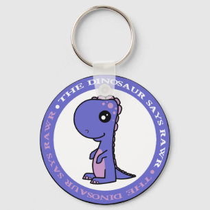 Cute Little Blue en Paarse Dinosaur Sleutelhanger