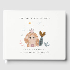 Cute Little Blush Zee Mermaid Girl Baby shower Gastenboek