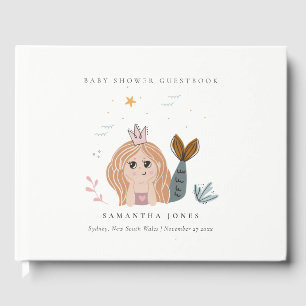 Cute Little Blush Zee Mermaid Girl Baby shower Gastenboek