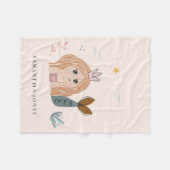Cute Little Blush Zee Mermaid Waterverf Girl Fleece Deken (Voorkant (Horizontaal))
