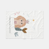 Cute Little Blush Zee Mermaid Waterverf Girl Larg Fleece Deken (Voorkant (Horizontaal))