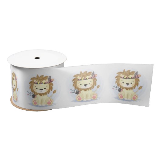Cute Little Boho Lion Baby shower Satijnen Lint (Spoel)