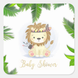 Cute Little Boho Lion Baby Shower Vierkante Sticker
