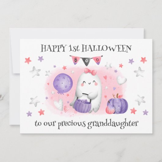 Cute Little Boo Baby Ghost 1st Halloween Kaart (Voorkant)
